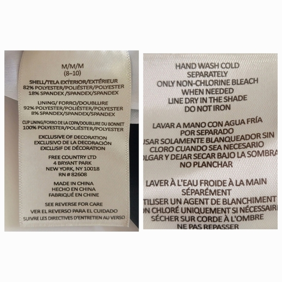 Free Country Black Macrame Floral Print Quick Dri Tankini Swim Top Sz M NEW - Picture 16 of 16